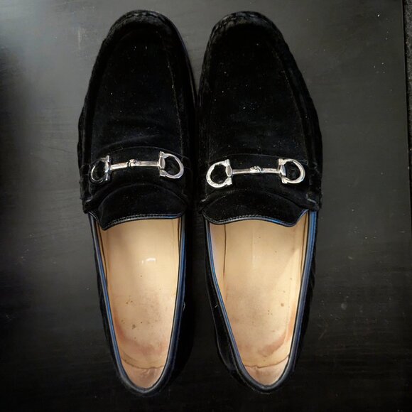 Salvatore Ferragamo Black Velvet Gancini Bit Loafers Men’s Size 11 D